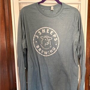 3 Sheep’s Brewery XXL Men’s Long Sleeve Blue/Gray Tshirt Bella and Canvas